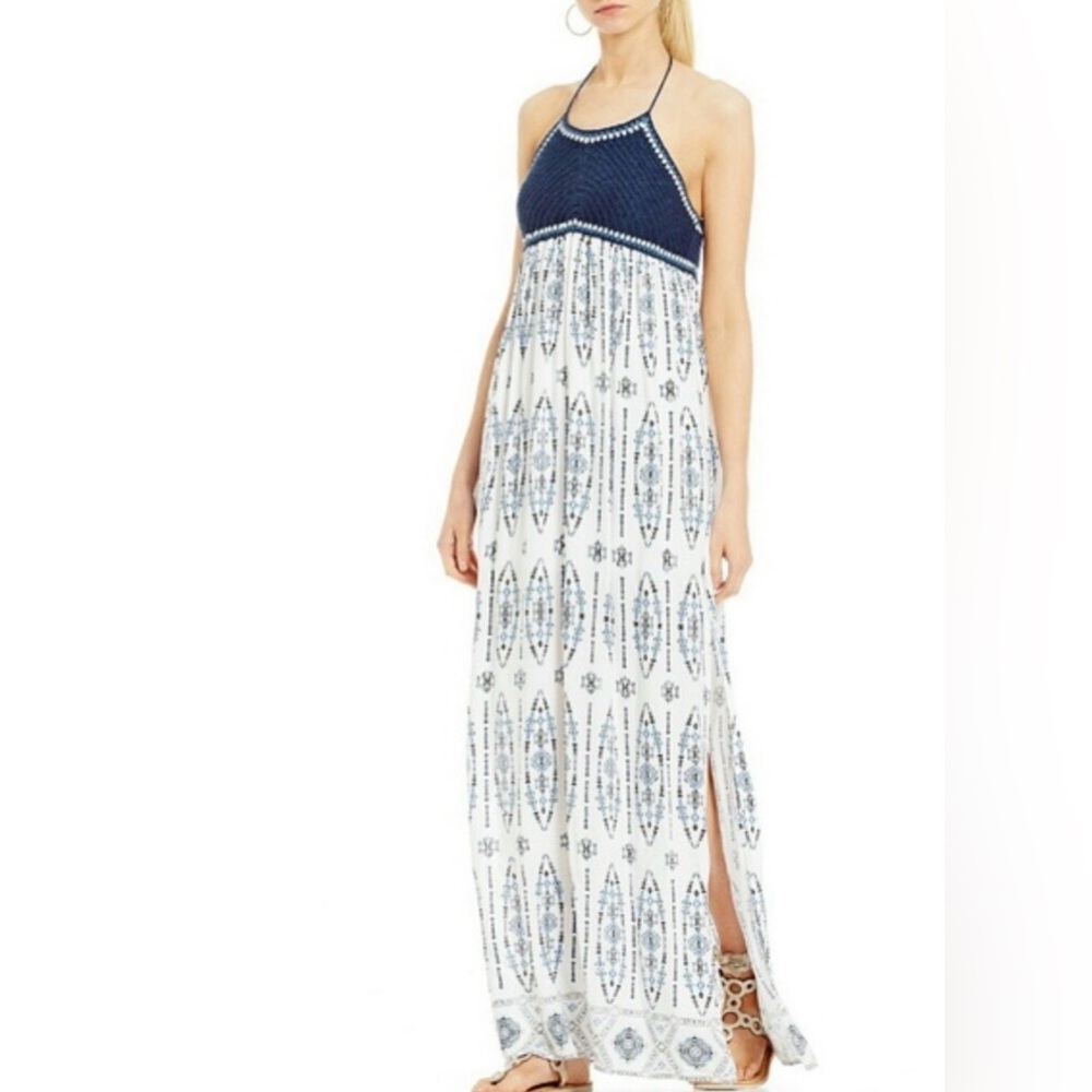 Chelsea & Theodore Navy and White Maxi Dress